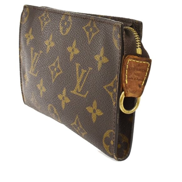 LOUIS VUITTON Logo BUCKET PM Pouch Bag Monogram Leather Brown France 60EF633 - Picture 2 of 13